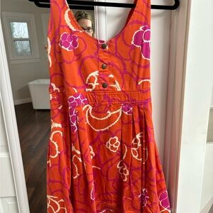 Tulle Orange and Pink Floral Mini Dress